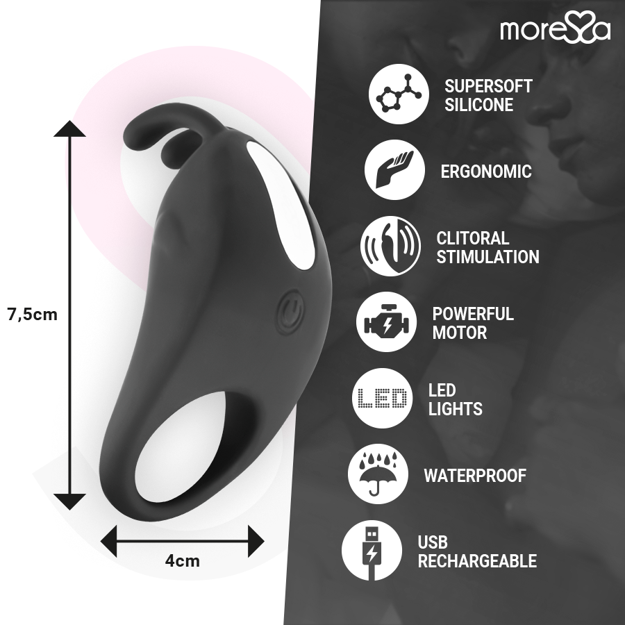 MORESSA - BRAD PREMIUM SILICONE RECARGABLE NEGRO - Imagen 4