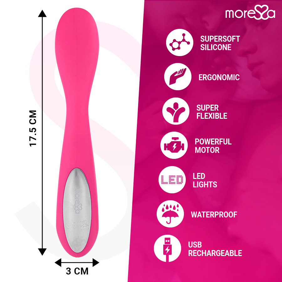 MORESSA - DRUSO MASAJEADOR DUO PUNTO G Y SUERO PELVICO PREMIUM SILICONE RECARGABLE - Imagen 4