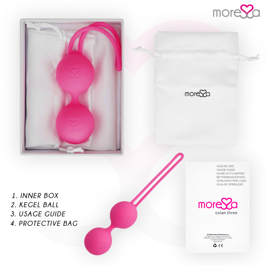 MORESSA - OSIAN THREE ENTRENAMIENTO SUELO PELVICO 85 gr PREMIUM SILICONA ROSA - Imagen 4