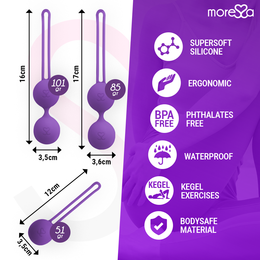 MORESSA - OSIAN SET Osian One; 51 Gr / Osian Two; 101 Gr / Osian Three 85 gr PREMIUM SILICONA LILA - Imagen 4