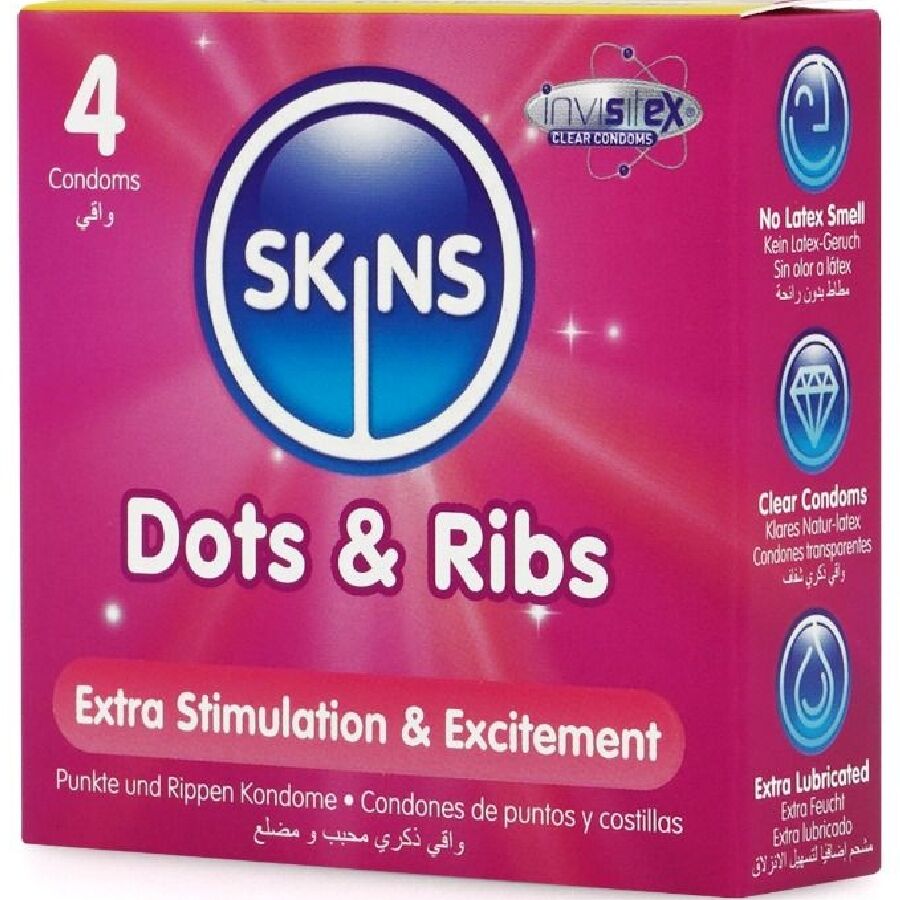 SKINS - DOTS & RIBS PRESERVATIVOS PREMIUM PACK 4 - Imagen 3