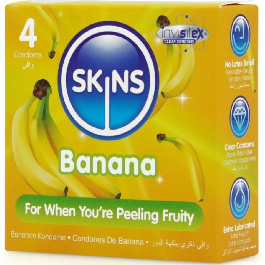 SKINS - PRESERVATIVOS PREMIUM SABOR PLÁTANO PACK 4 - Imagen 4