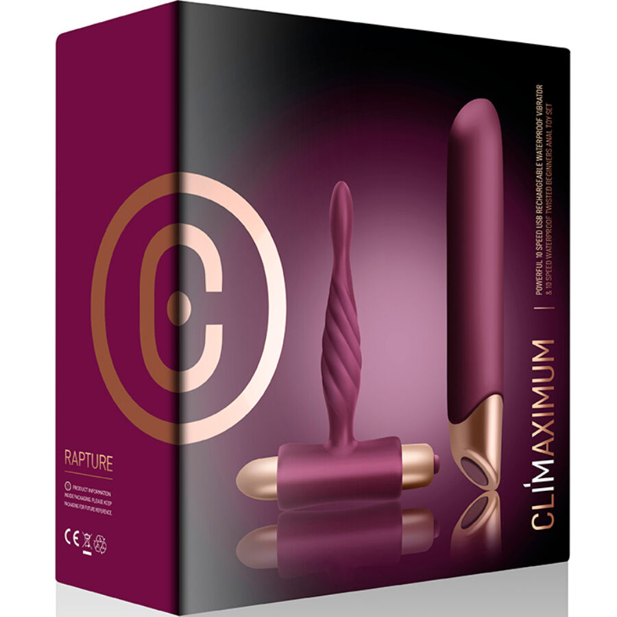 CLIMAXIMUM - RAPTURE KIT VIBRADOR CLÁSICO + PLUG ANAL PRINCIPIANTES - Imagen 3