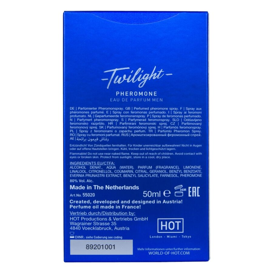 HOT - TWILIGHT PERFUME CON FEROMONAS HOMBRE 50 ML - Imagen 2