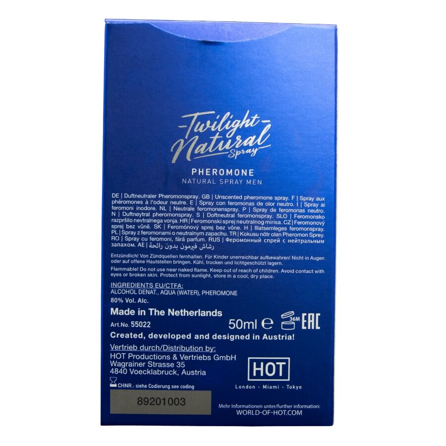 HOT - TWILIGHT SPRAY NATURAL CON FEROMONAS HOMBRE 50 ML - Imagen 3