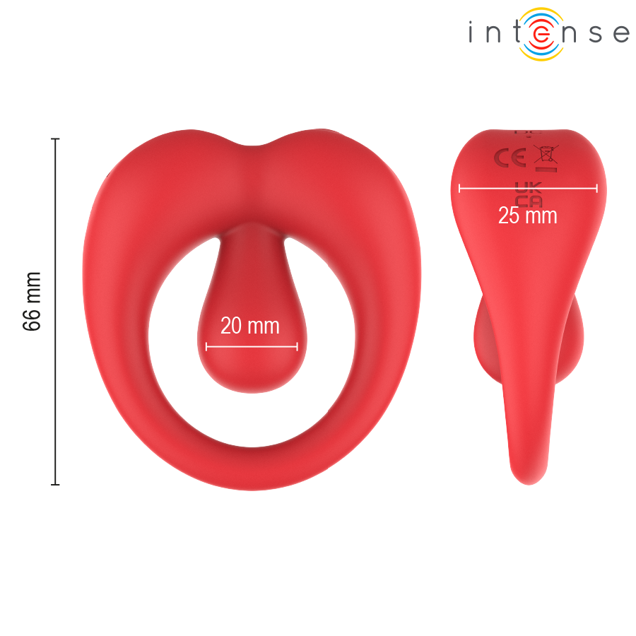 INTENSE - RUSSELL ANILLO VIBRADOR CON ESTIMULACIÓN DE CLÍTORIS ROJO - Imagen 8