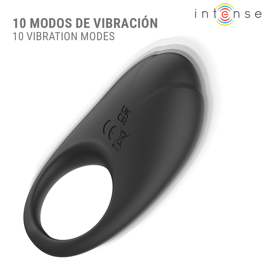 INTENSE - MERLOTTE ANILLO VIBRADOR CON ESTIMULACIÓN DE CLÍTORIS NEGRO - Imagen 2
