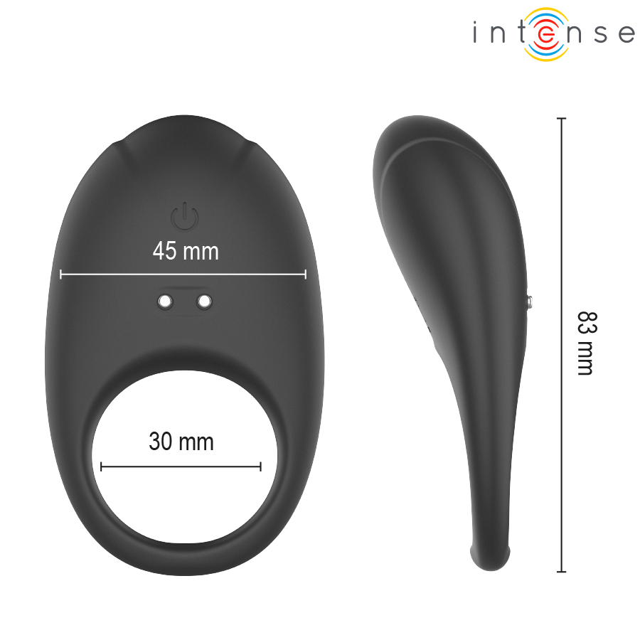 INTENSE - MERLOTTE ANILLO VIBRADOR CON ESTIMULACIÓN DE CLÍTORIS NEGRO - Imagen 4
