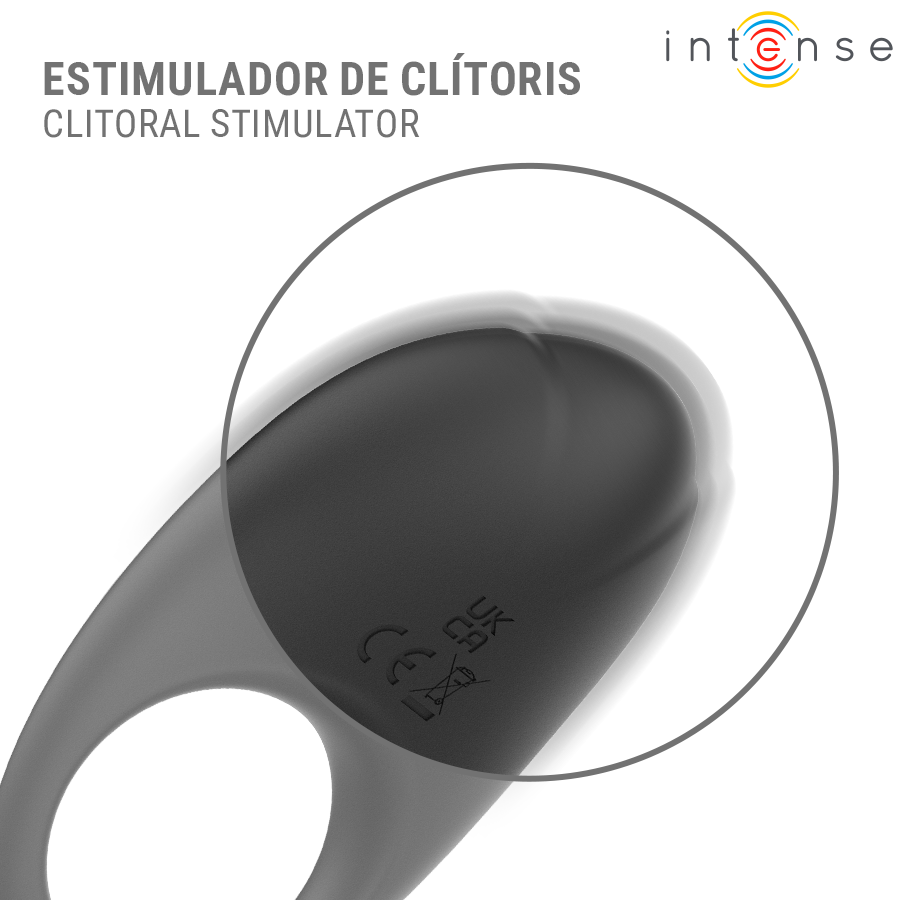 INTENSE - MERLOTTE ANILLO VIBRADOR CON ESTIMULACIÓN DE CLÍTORIS NEGRO - Imagen 3