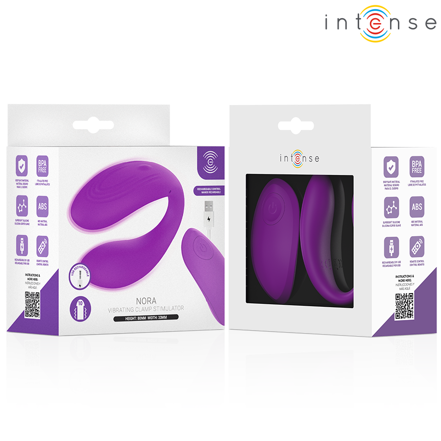 INTENSE - NORA ESTIMULADOR DE PINZA CON VIBRACIÓN MORADO - Imagen 5