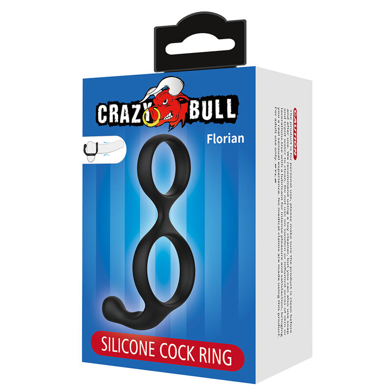 CRAZY BULL - FLORIAN ANILLO DOBLE PARA PENE Y TESTÍCULOS SILICONA NEGRO - Imagen 3