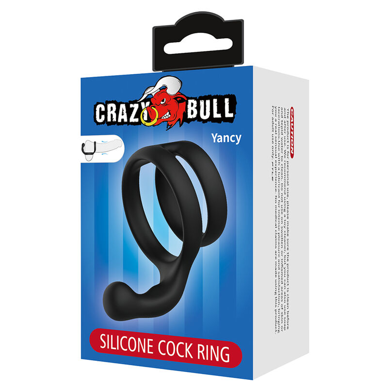 CRAZY BULL - YANCY ANILLO DOBLE PARA PENE Y TESTÍCULOS SILICONA NEGRO - Imagen 3
