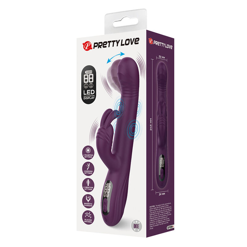 PRETTY LOVE - DEE VIBRADOR RABBIT MULTIFUNCIÓN OSCILANTE Y PERCUTOR MORADO - Imagen 3