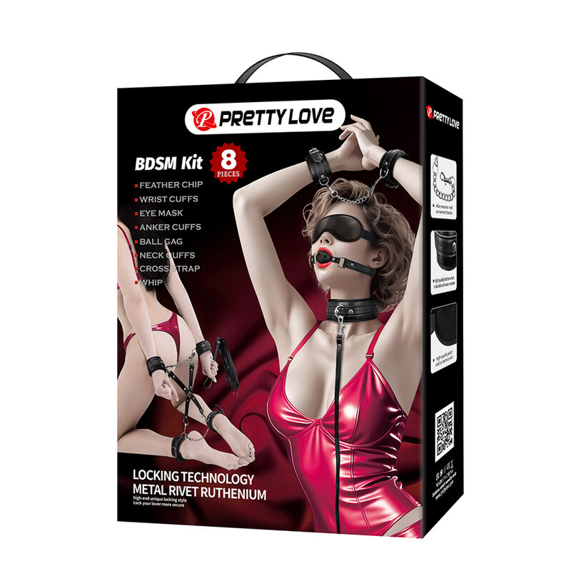 PRETTY LOVE - KIT BDSM 8 PIEZAS NEGRO - Imagen 2