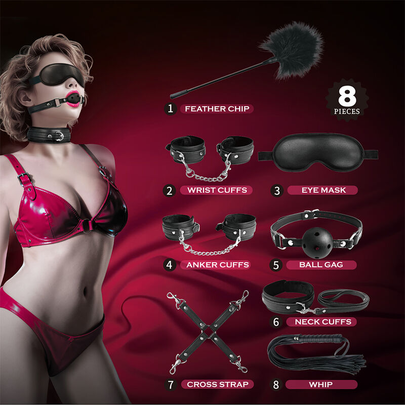 PRETTY LOVE - KIT BDSM 8 PIEZAS NEGRO - Imagen 12