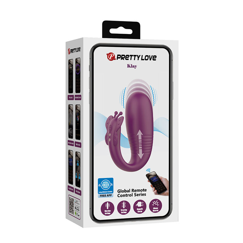 PRETTY LOVE - KLAY VIBRADOR HUEVO CON EMPUJE APP CONTROL MORADO - Imagen 4