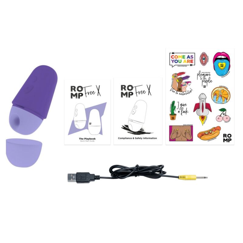ROMP - FREE X ESTIMULADOR DE CLÍTORIS CON TAPA 10 NIVELES RECARGABLE MORADO - Imagen 11