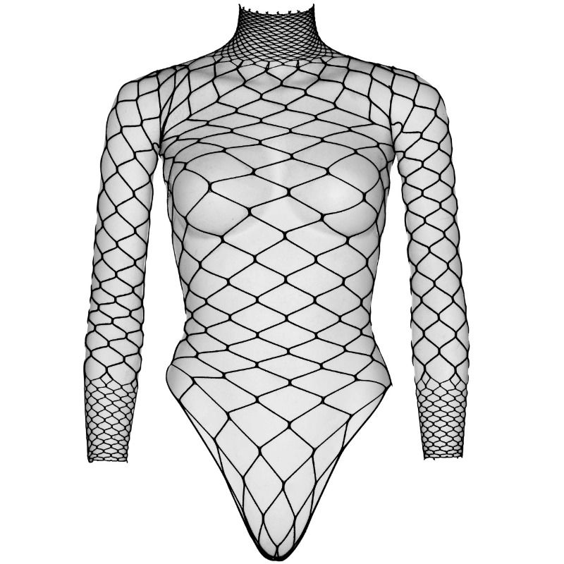 LEG AVENUE - TEDDY CUERPO DE RED MANGA LARGA NEGRO S/M - Imagen 3