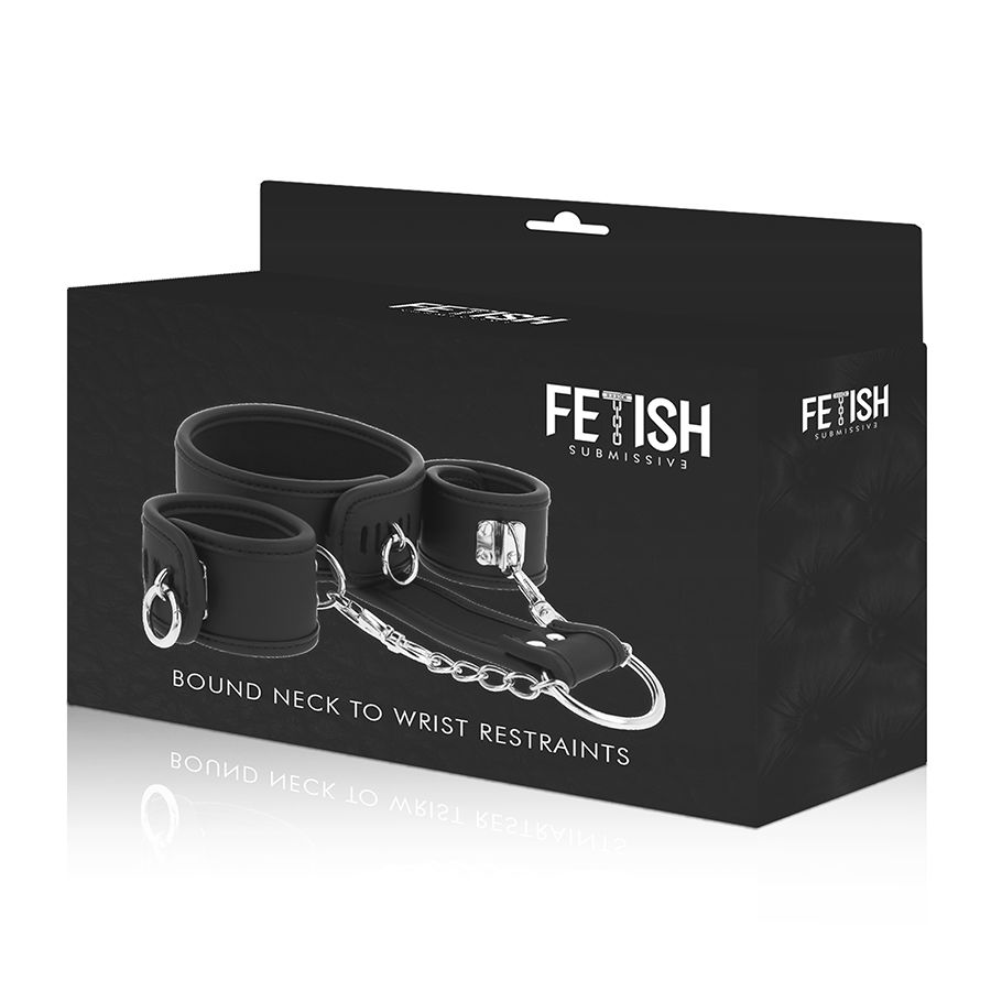 FETISH SUBMISSIVE - COLLAR Y ESPOSAS CUERO VEGANO CON FORRO DE NEOPRENO - Imagen 6