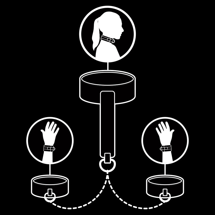 FETISH SUBMISSIVE - COLLAR Y ESPOSAS CUERO VEGANO CON FORRO DE NEOPRENO - Imagen 3
