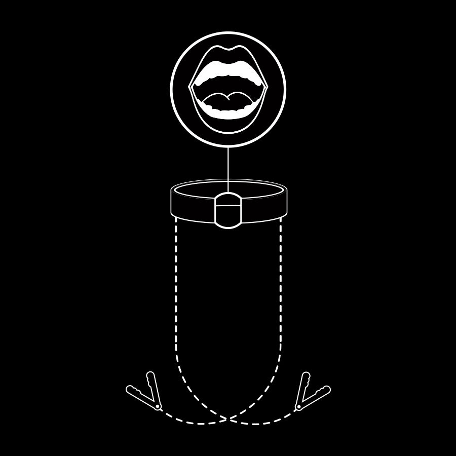 FETISH SUBMISSIVE - ANILLA MORDAZA CON PINZAS PARA PEZONES - Imagen 2