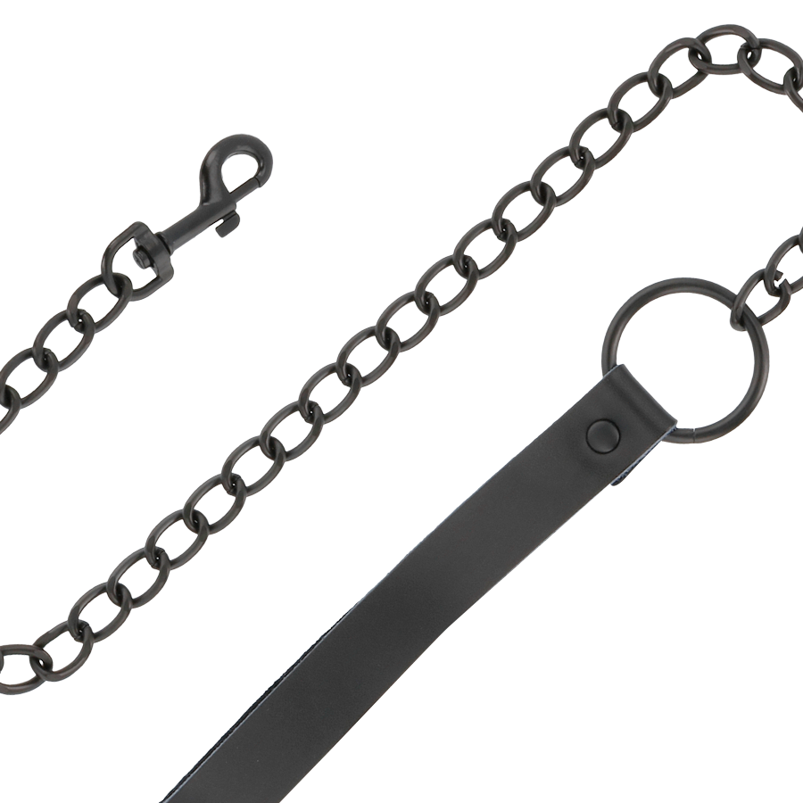 DARKNESS - ESPOSAS Y COLLAR DE CUERO NEGRO - Imagen 4