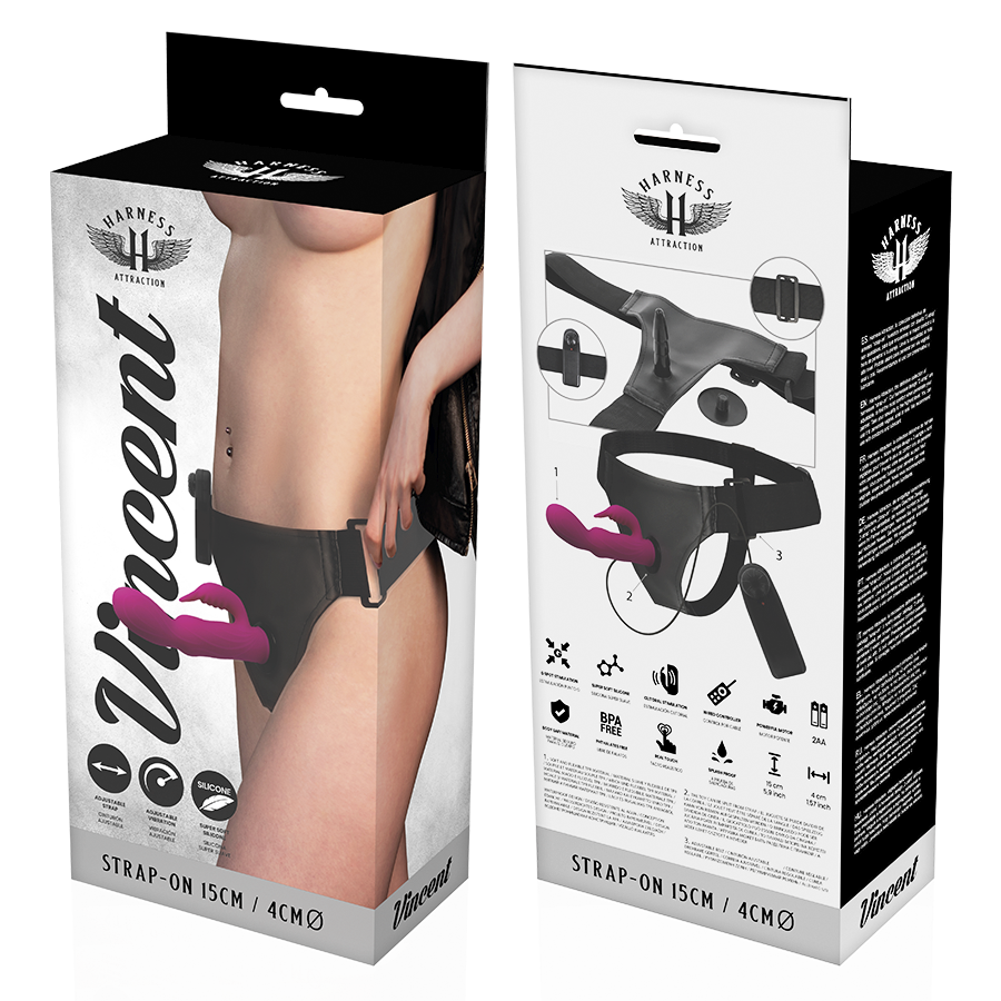 HARNESS ATTRACTION - ARNÉS VIBRADOR RABBIT VINCENT 15 CM -O- 4 CM - Imagen 2