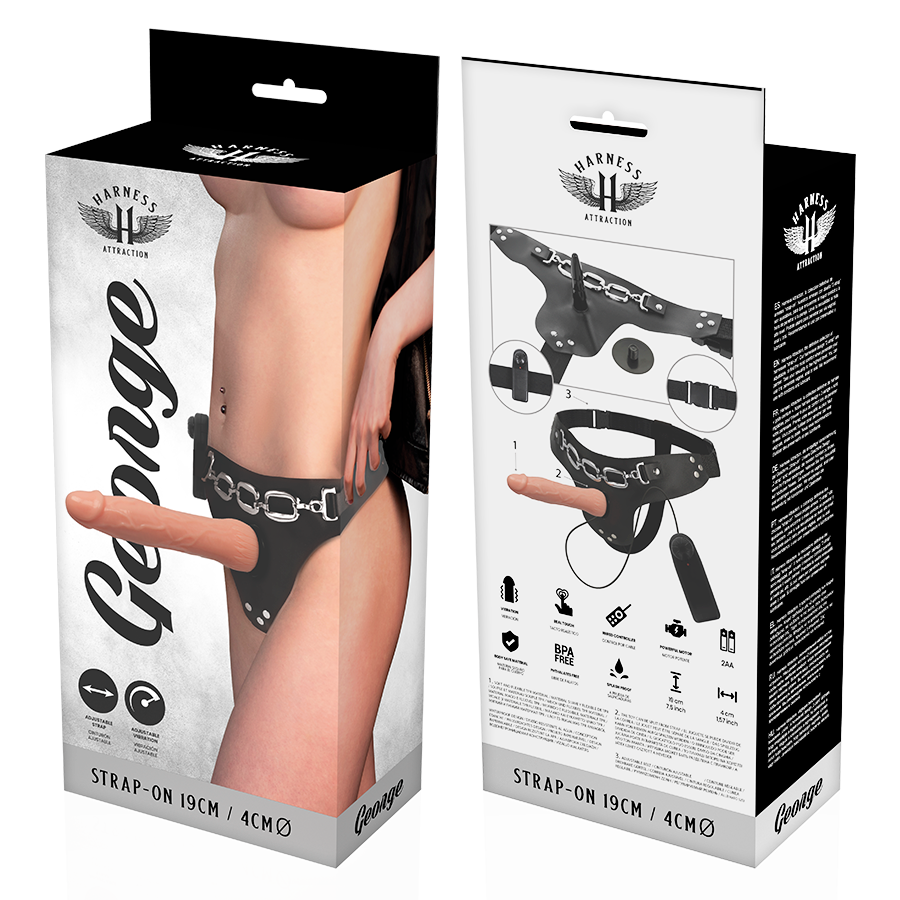 HARNESS ATTRACTION - ARNÉS GEORGE REALÍSTICO VIBRADOR 19 CM -O- 4 CM - Imagen 5