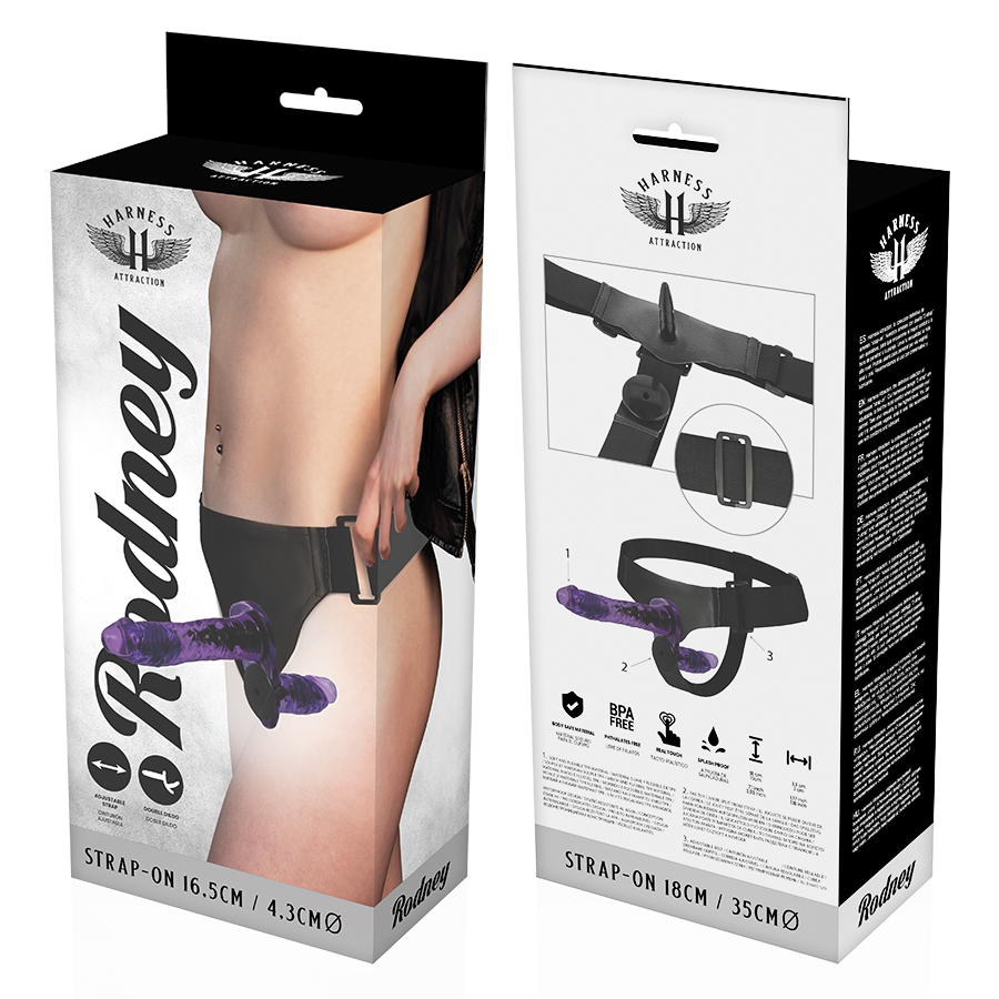 HARNESS ATTRACTION - RODNEY DOBLE PENETRACIÓN VIBRADOR 18 CM -O- 3.5 CM - Imagen 5