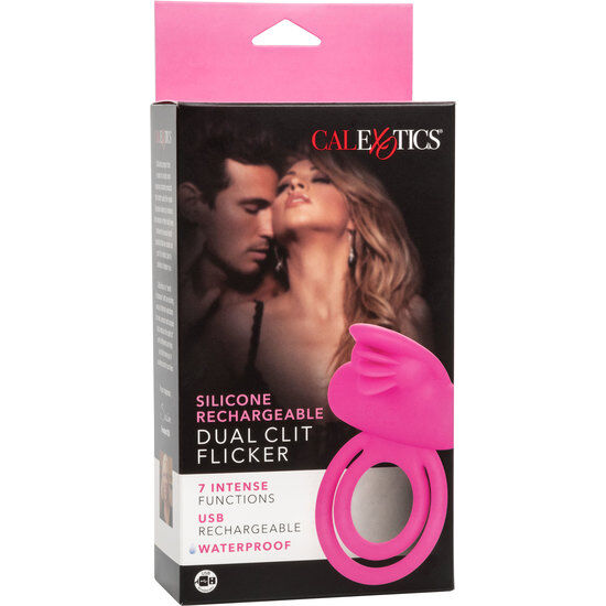CALEXOTICS - DUAL CLIT FLICKER ENHANCER DOBLE ANILLO VIBRADOR DE SILICONA ROSA - Imagen 4