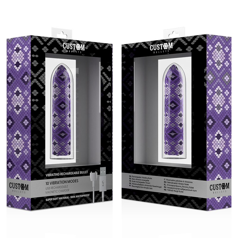 CUSTOM BULLETS - BALA RECARGABLE SNAKE LILA 10 INTENSIDADES - Imagen 2