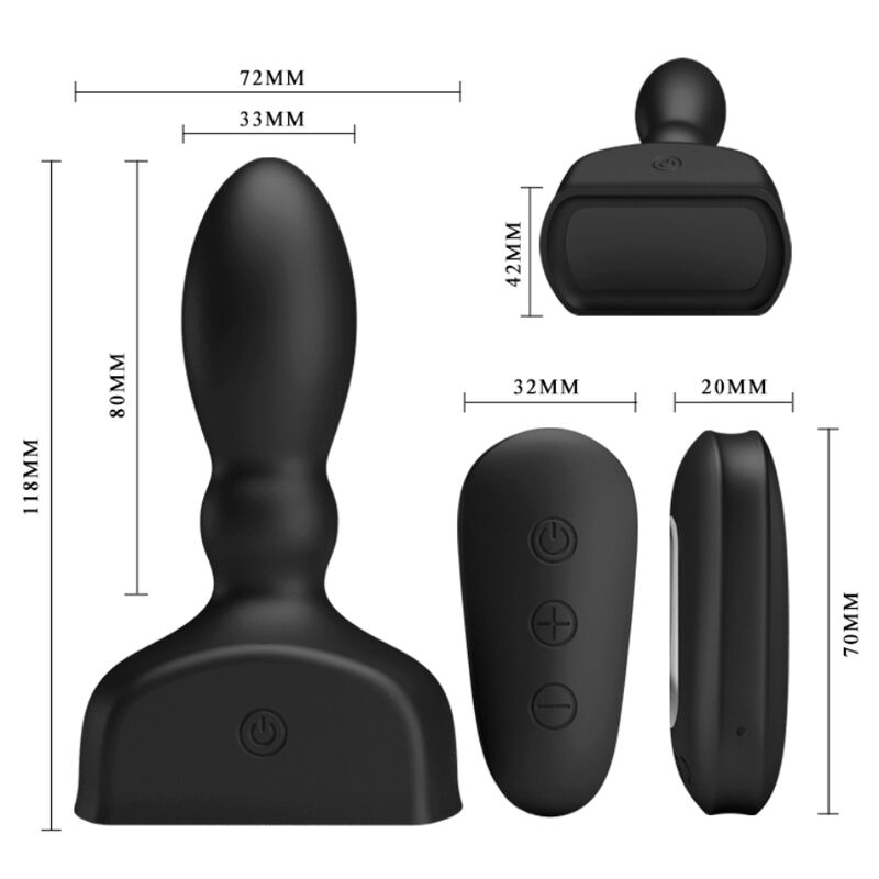 MR PLAY - PLUG ANAL HINCHABLE NEGRO CONTROL REMOTO - Imagen 4