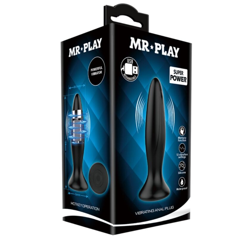 MR PLAY - PLUG ANAL VIBRADOR NEGRO RECARGABLE - Imagen 4