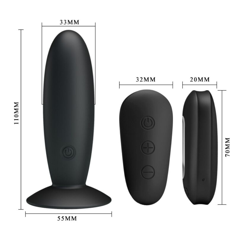 MR PLAY - PLUG ANAL CON VIBRACIÓN NEGRO CONTROL REMOTO - Imagen 6