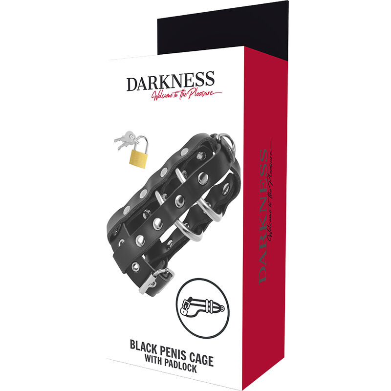 DARKNESS - JAULA CASTIDAD CUERO CON CANDADO - Imagen 4