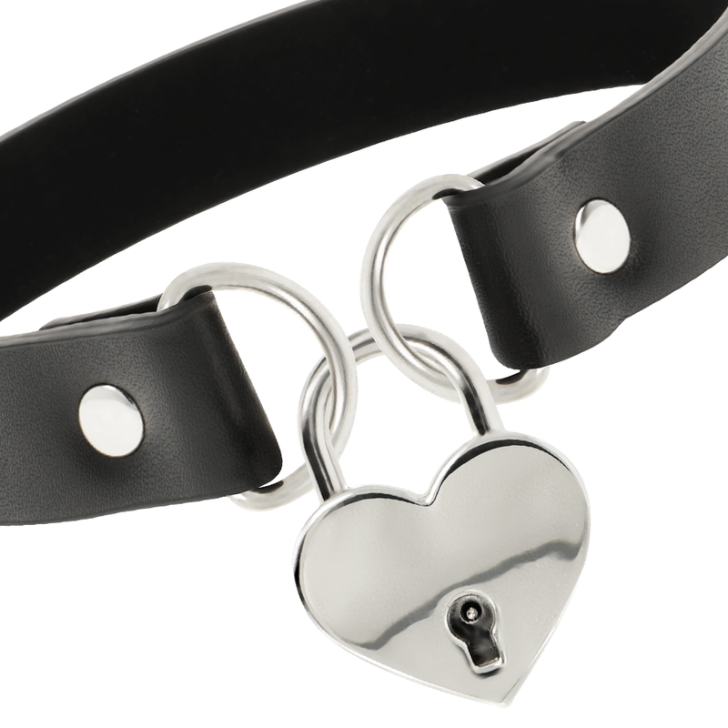 COQUETTE CHIC DESIRE - COLLAR CUERO VEGANO ACCESORIO CORAZÓN CON LLAVE - Imagen 3