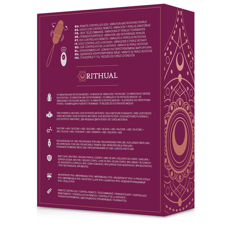 RITHUAL - SITA HUEVO CONTROL REMOTO ROTACIÓN DE PERLAS + VIBRACIÓN - Imagen 6
