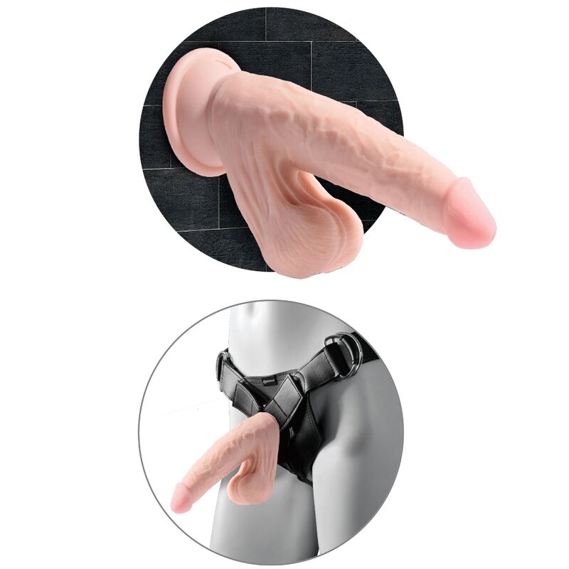 KING COCK - PLUS 3D DILDO SWINGING BALLS 24.5 CM NATURAL - Imagen 4