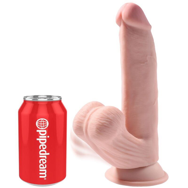 KING COCK - PLUS 3D DILDO SWINGING BALLS 24.5 CM NATURAL - Imagen 2