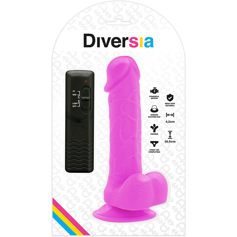 DIVERSIA - DILDO REALÍSTICO FLEXIBLE CON VIBRACIÓN LILA 20.5 CM -O- 4.2 CM - Imagen 5
