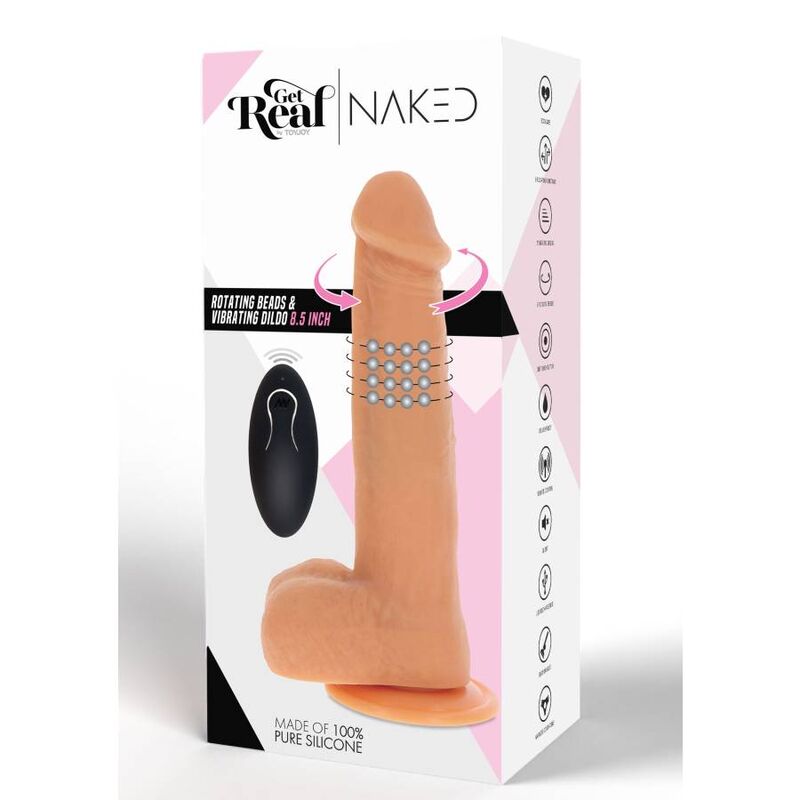 GET REAL - DILDO VIBRADOR CON BOLAS GIRATORIAS NATURAL - Imagen 5