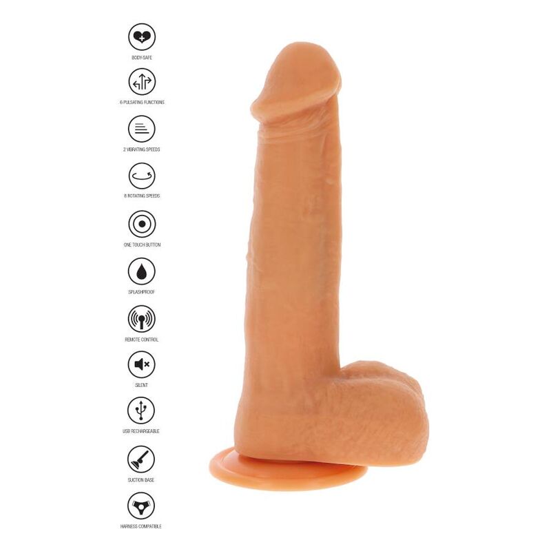 GET REAL - DILDO VIBRADOR CON BOLAS GIRATORIAS NATURAL - Imagen 3