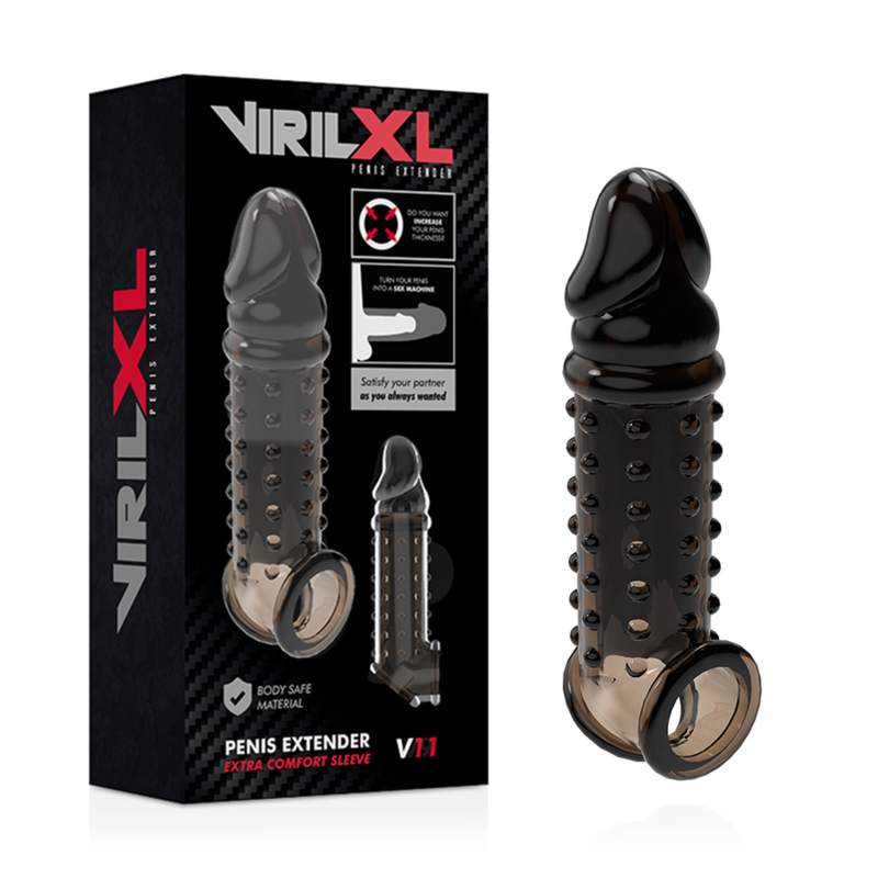 VIRILXL - EXTENSIÓN Y FUNDA DE PENE V11 NEGRO - Imagen 3