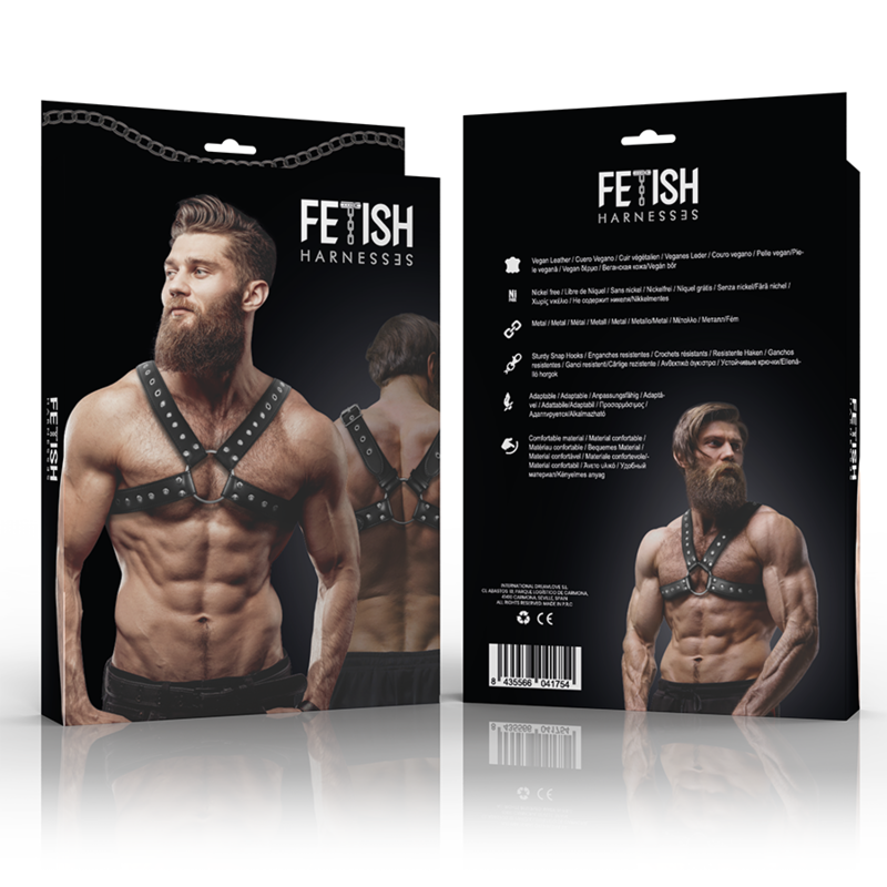 FETISH SUBMISSIVE ATTITUDE - ARNÉS ECOPIEL PECHO CRUZADO CON TACHUELAS HOMBRE - Imagen 2