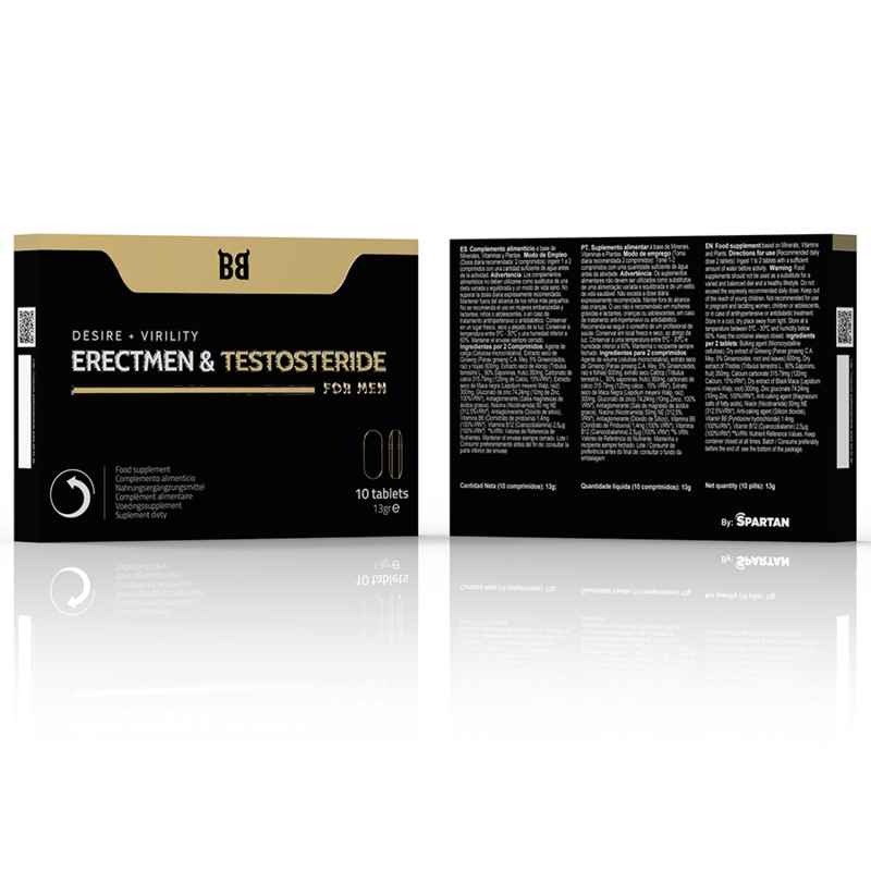 BLACK BULL - ERECTMEN & TESTOSTERIDE POTENCIA Y TESTOSTERONA PARA HOMBRE 10 CÁPSULAS - Imagen 2