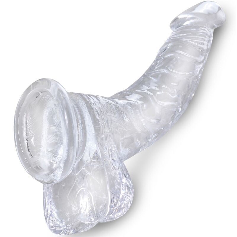 KING COCK - CLEAR PENE REALÍSTICO CURVADO CON TESTÍCULOS 16.5 CM TRANSPARENTE - Imagen 4