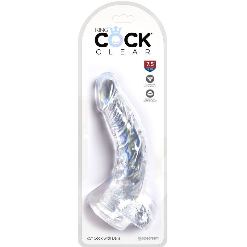 KING COCK - CLEAR PENE REALÍSTICO CURVADO CON TESTÍCULOS 16.5 CM TRANSPARENTE - Imagen 3