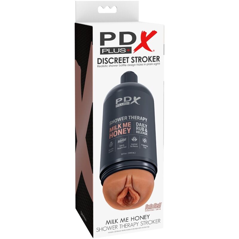PDX PLUS - MASTURBADOR STROKER DISEÑO DISCRETO DE BOTE CHAMPU MILK ME HONEY CARAMELO - Imagen 4