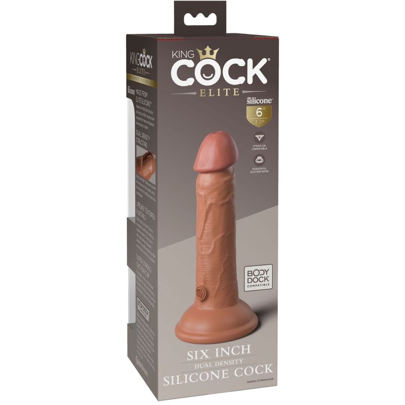 KING COCK - ÉLITE DILDO REALÍSTICO SILICONA 15.2 CM CARAMELO - Imagen 3