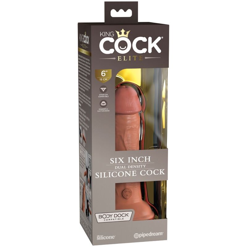 KING COCK - ÉLITE DILDO REALÍSTICO SILICONA 15.2 CM CARAMELO - Imagen 4